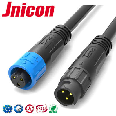 M12 300V LED 3 دبوس موصل مقاوم للماء دفع قفل كابل موصل خارجي IP67