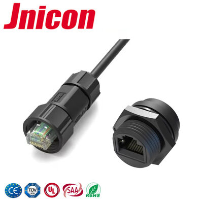 UL PA66 مقفل المسمار نايلون Cat5e M19 RJ45 جهاز توصيل مقاوم للماء