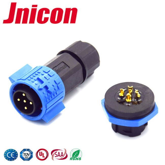 5A IP67 M19 5 دبوسات عازل المياه رابط السلك إلى اللوحة الدائرية IP67 وصلات الطاقة